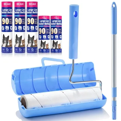Immagine prodotto di Rullo per peli di animali - 24 cm e 16 cm - Extra adesivo - Manico fino a 84 cm