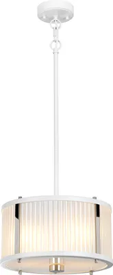 Immagine prodotto di Lampada a sospensione in vetro bianco con finiture argentate  2xE27 60W Elstead