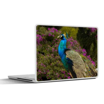 Produktbild von MuchoWow® Laptop Aufkleber Sticker Cover Pfau - Blumen - Vogel 36.5x27.5 cm - Laptop-Sticker