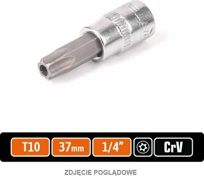 Immagine prodotto di Chiave a bussola 1/4" con punta TORX 37 mm/T10 / (con foro) / TEGER
