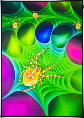 Produktbild von PSYWORK Schwarzlicht Stoffposter Neon "Psy Spider", 1,0x1,4m