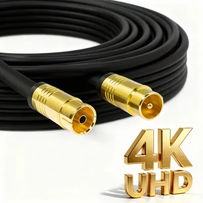 Produktbild von 2m Antennenkabel für TV Kabelfernsehen HD 4K 135dB Koaxial Kabel 5-fach geschirmt, Schwarz