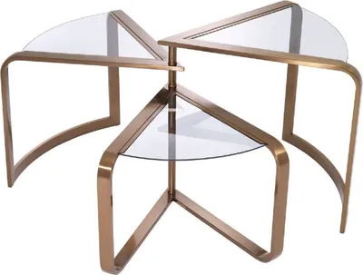 Produktbild von Casa Padrino Designer Edelstahl Beistelltisch mit Glasplatten Kupferfarben 109 x 58 x H. 56 cm - Designer Möbel
