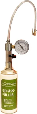 Produktbild von Gefäßfüller (brennbar) 400 ml - Klostermann Chemie 9905 und Anschlussadapter mit Manometer 0-6 bar