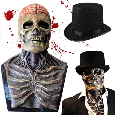 Halloween-Totenkopfmaske aus Latex mit beweglichem Kiefer