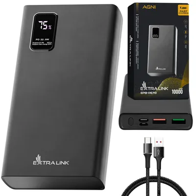 Immagine prodotto di Extralink 10000 mAh Powerbank 22,5 W Fast Charge, USB-C, Ricarica Rapida, Nero