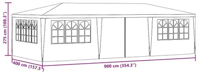 Obrázok produktu pre vidaXL Profesionálny párty stan s bočnými stenami 4 × 9 m biely 90 g/m²