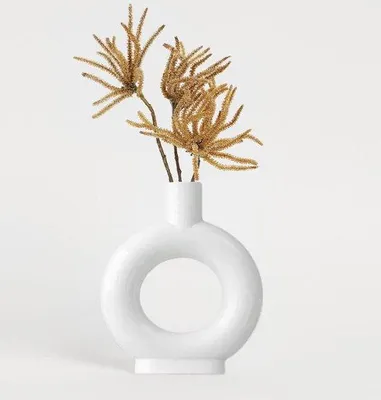 Obrázok produktu pre Keramická váza, biela, 19 cm – minimalistická váza na kvety pre modernú výzdobu jedálenského stola