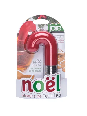 Produktbild von Tee-Ei Noël „Zuckerstange“ aus Edelstahl – Teesieb mit Glasrandhalter für losen Tee