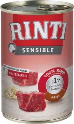 Obrázok produktu pre RINTI Sensible, Dospelý, Akékoľvek plemeno, Hovädzie mäso, ryža, 400 g, Neobsahuje sóju