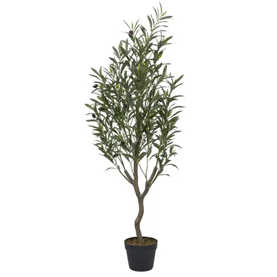 Zdjęcie produktu dla Drzewko oliwne 120 cm - Realistyczna sztuczna roślina w doniczce - Łatwe w pielęgnacji śródziemnomorskie drzewko do wnętrz i na zewnątrz - Zielony