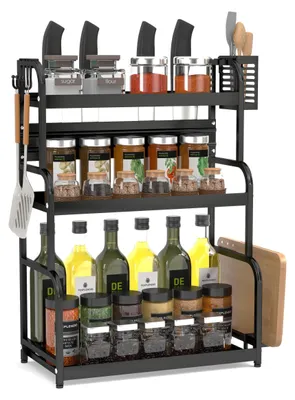 Immagine prodotto di Omgoods - Portaerbe verticale a 3 ripiani con contenitore per utensili da cucina