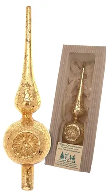 Produktbild von Krebs Glas Lauscha Antik Mercury Reflexspitze Gold - aus Glas - ca. 23cm - charmante Baumspitze mit nostalgischem Flair und zeitloser Eleganz