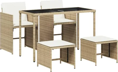 Obrázek produktu pro vidaXL 5dílný zahradní jídelní set s polštáři Béžový polyratan