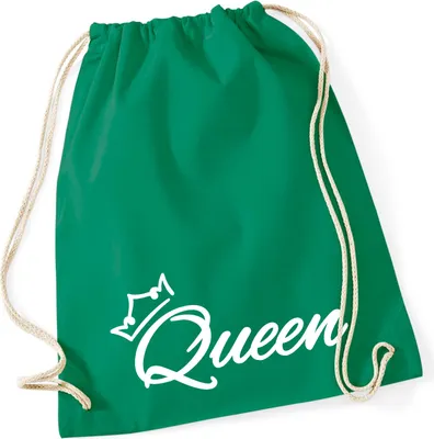 Produktbild von Huuraa Turnbeutel Queen Krone 12 Liter Kelly Green Baumwolle Rucksack Geschenkidee