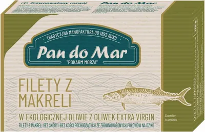 MAKRELA FILETY W BIO OLIWIE Z OLIWEK EXTRA VIRGIN 120 g - PAN DO MAR