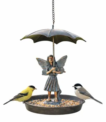 Immagine prodotto di Mangiatoia per uccelli in metallo decorativa, ideale per il giardino - 24x18 cm