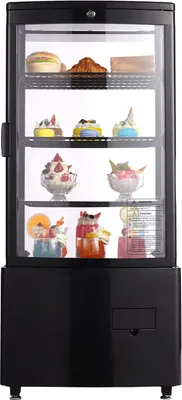Zdjęcie produktu dla Witryna chłodnicza SucceBuy, 3 Cu.Ft/85L, 3-poziomowa, lodówka cukiernicza z oświetleniem LED, chłodzenie TURBO, chłodzenie powietrzem bezszronowym, zamykane drzwi dla piekarni