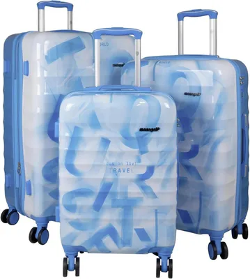 Produktbild von Hartschalen Trolleyset mit Dehnfalte - Revona Blau mit Weiß 3tlg. Set (M,L,XL)