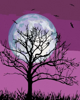 Produktbild von Zuty - Malen nach Zahlen - MOND AM VIOLETTEN HIMMEL, 40x50 cm, mit Keilrahmen (bereits gespannt)
