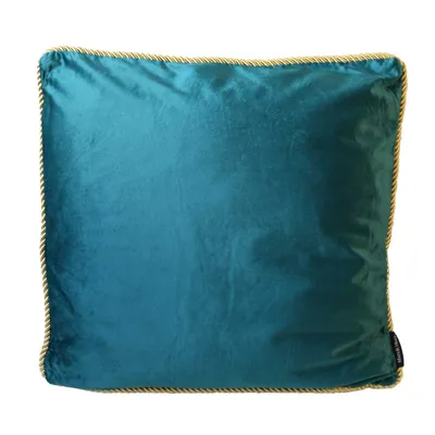 Image de Mars & More Coussin en velours avec passepoil doré, bleu pétrole, environ 45 x 45 cm