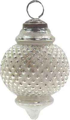 Zdjęcie produktu dla Szklana bombka choinkowa, strukturalna, srebrna, 8x10 cm, Clayre & Eef, model 6GL3752