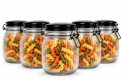 Image de 6 bocaux de 720ml avec couvercle en céramique Bocaux de stockage Récipient en verre