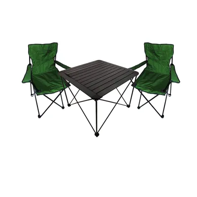 Image de set de meubles de camping 3 pièces Table de camping Chaise de camping L70xl70xH56cm