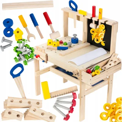 Produktbild von Holz Kinderwerkstatt XXL mit Werkzeugen für kleine Heimwerker