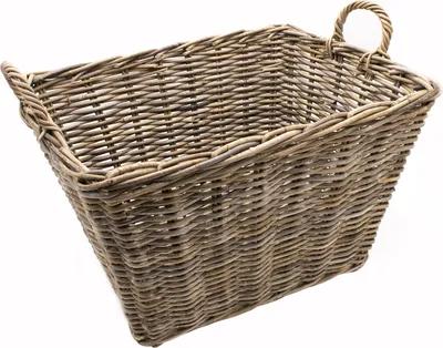 Produktbild von Koš na palivové dřevo z ratanu - cca 66x47x44 cm - koš na dřevo se 2 uchy