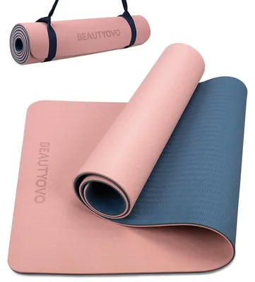 Produktbild von Yogamatte Trainingsmatte Fitnessmatte - rutschfest - 183 x 61 x 0,8 cm - TPE - Mit Tragegurt - Für Yoga und Pilates