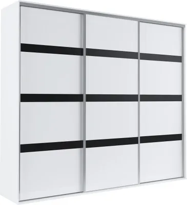 Produktbild von Schwebetürenschrank Grande 277X244X62 Kleiderschrank Schrank Schwebetürenschrank Grande 277X244X62 Kleiderschrank Schrank weiß/schwarzes Lacobel