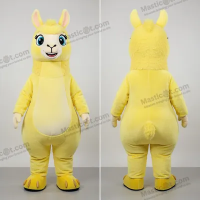 Produktbild von Fröhliche MASTICOT gelbe Lama-Maskottchen-Kostüm