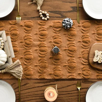 Produktbild von Pluche Fluwelen Jacquard Tafelloper Herfst Deko 33x153 cm