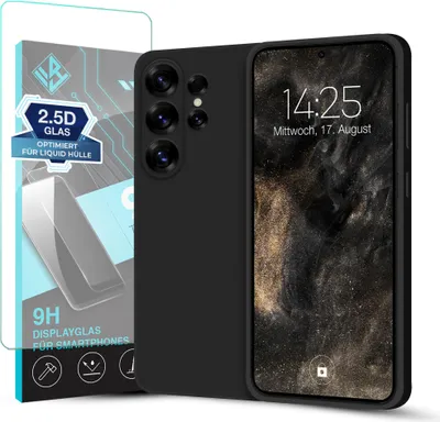 Produktbild von Hülle für Samsung Galaxy S26 Ultra mit 9H Displayglas Displayschutz Case Cover Bumper Smartphone Softgrip Schutzhülle Farbe: Schwarz