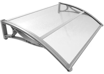 Produktbild von VOUNOT Vordach für Haustür 120 x 80 cm, Überdachung Haustür aus Aluminium und Polycarbonat, Transparentes Pultbogenvordach, Pultvordach