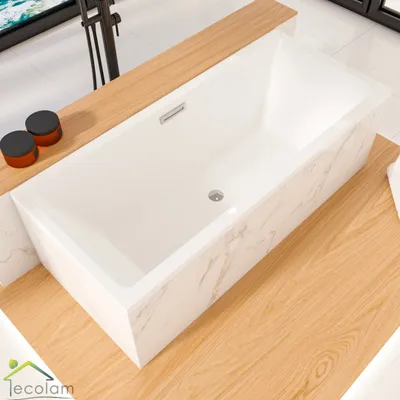Produktbild von ECOLAM Badewanne Heaven Slim 170x75 cm niedriger Rand moderne Acrylwanne Rechteck Ablauf ClickClack TOP Qualiät