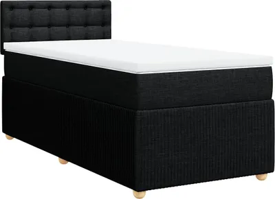 Image de vidaXL Lit boxspring avec matelas noir 80x200 cm tissu