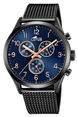 Image de Montre Lotus pour hommes Minimaliste Luxe Elégant Montre en acier inoxydable noire UL18639/D