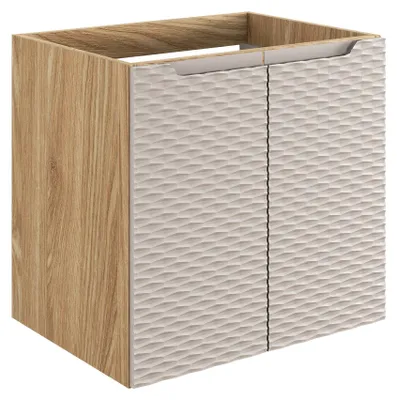 Zdjęcie produktu dla Szafka Łazienkowa Pod Umywalkę 60 Cm Beż Dąb 2 Drzwi