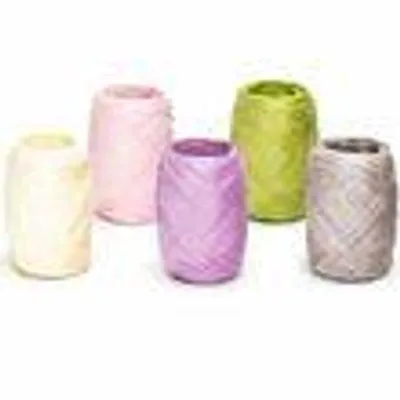 Produktbild von Papierband Raffiabast 5 Rollen Set je 20m Sanfte Farben Mix