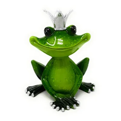 Obrázek produktu pro Dekorativní figurka Žabího krále v svěží zelené barvě s korunou, 12 cm