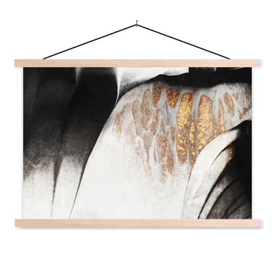 Produktbild von MuchoWow® Textilposter Gold - Abstrakt - Design 120x80 cm mit holzfarbenen Rahmen - Aufhängeset