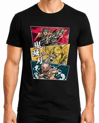 Obrázok produktu pre kimetsu no Yaiba Tanjiro Zenitsu Inosuke Anime Gift Pánske tričko, čierna, XL