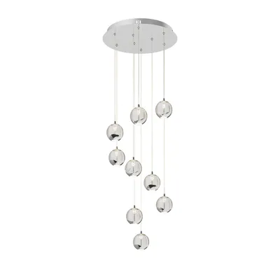 Produktbild von Lucande LED-Hängelampe Hayley, Ø 40 cm, 9-flg., chrom, Glas