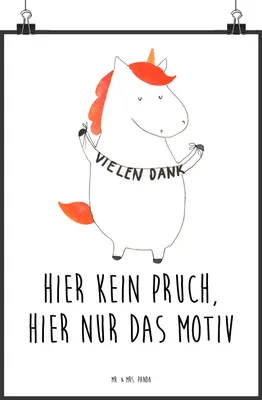 Produktbild von Mr. & Mrs. Panda Bild Einhorn Dankeschön DIN A1 - Weiß - Geschenk, Vielen Dank, Plakat, Einhörner, Wandbild, Unicorn, drucke, Danke, Danksagung, Kunstdruck, wanddeko