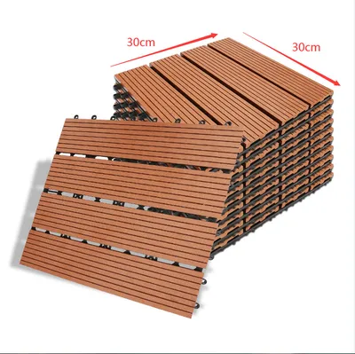Obrázek produktu pro Wolketon Terasové dlaždice WPC dlaždice Dřevěné dlaždice Plastové 55er 5m² Set 30x30cm, hnědá zahradní Click Tile podlaha s drenáží terasy dlaždice balkón