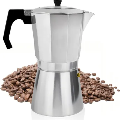 Immagine prodotto di Caffettiera espresso 9 tazze Caffettiera espresso in alluminio Moka caffettiera italiana con coperchio trasparente Non adatta all'induzione 450 ml