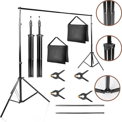 Obrázek produktu pro Jiubiaz 2x2m Pozadí Systém Photo Studio Background Tripod Set Greenscreen 3 barvy