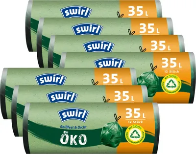Produktbild von Swirl Öko Müllbeutel 35L 12 stk./ Rolle mit Zugband (7er Pack)
